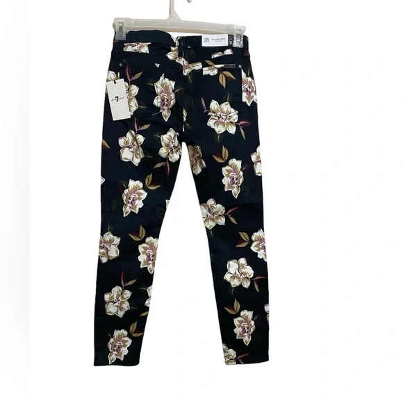 7 For all Mankind Floral Skinny Ankle Pants Size 28 - Picture 2 of 5